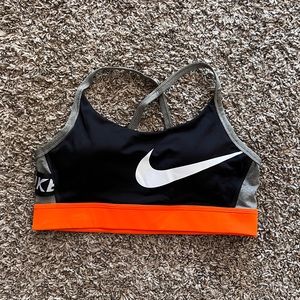 Nike Pro Intertwist Epic Lux Icon Sports Bra Black White Orange Logos Sportswear